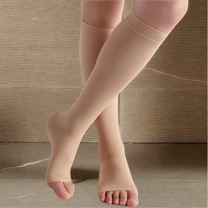 Medias hasta el muslo de compresión médica antiembolismo personalizadas de alta calidad para hombres y mujeres con logotipo en el puño para la temporada de primavera - Product Image 2