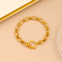 Bracelet polyvalent en acier inoxydable plaqué or, chaîne de clavicule, fermoir OT en or 18 carats, ensemble de bracelets élégants et polyvalents