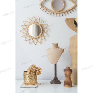 Classic Europe Design Handmade Eye Shape <strong>Rattan</strong> <strong>Mirror</strong> Natural Color Decorative Wall <strong>Mirror</strong> - Product Image 1
