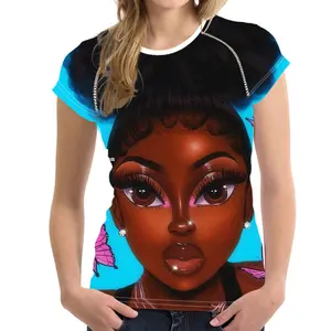 Di alta Qualità Crop Top Nero di Arte Africana Ragazze Stampato Estate Traspirante Top Delle Donne di Modo Delle Ragazze Top E T Della Camicia di Vestito