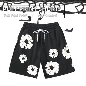 Shorts Homme en Coton Lourd 100% avec Impression en Relief, Qualité Supérieure, Style Décontracté Streetwear, Fermeture Élastique Mi-Haute, Respirant - Product Image 2