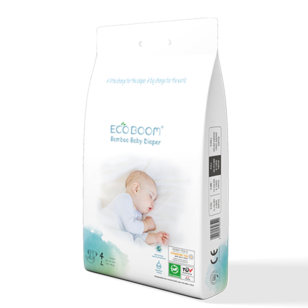 ECO BOOM Wholesale 100% Bamboo Hypoallergenic Biodegradable Disposable Prefold Baby Diaper for Sensitive Skin