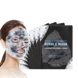Black Sea Salt Moisturizing Brightening Deep Cleansing Bubble Purifying Charcoal Sheet Mask Black O2 Bubble facial mask