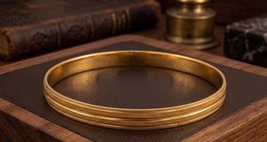 DIVYORO 3 Line Classic Gold Plated Kada for <b>Men</b> Premium Copper and Brass Bracelet Traditional Male Fashion Jewelry Ethnic Daily - Product Image 3