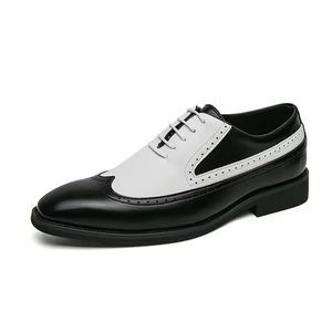 Chaussures de mariage pour hommes en cuir véritable imperméables, style italien haut de gamme, type Oxford à enfiler, faites à la main, avec amorti et logo en relief - Product Image 6