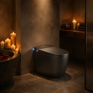 Inodoro Inteligente Gris Mate de Una Pieza, Alargado, Sin Tanque, con Descarga Automática, Bidé, Asiento con Calefacción, Pantalla LED, WC Inteligente para Baño - Product Image 4