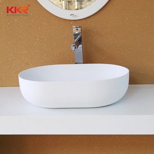 Pequeña encimera de superficie sólida lavabo Corian de piedra de resina fregadero para cuarto de baño - Product Image 4