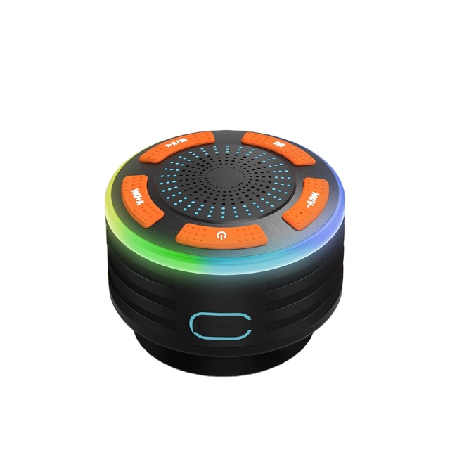 Unique Gadgets Mini Outdoor Woofer Speaker Waterproof Smart 5W RGB Round IPX7 Outdoor BT Wireless Portable Black Speaker