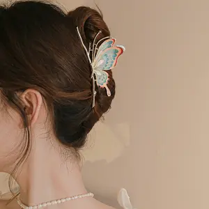 Gaya Cina Warna-warni Kupu-kupu Ambil Klip Wanita Hiasan Rambut Kepala Belakang Klip Hiu Besar Hiasan Kepala Indah