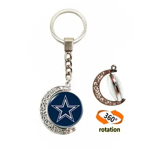 Individuelles Dallas Cowboys Team-Logo doppelseitige Zeit Edelstein Mondschatten Schlüsselanhänger Tasche Autoanhänger
