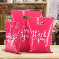 Sacs en plastique découpés sur mesure imprimés, sac cosmétique noir en plastique avec logo, sac d'emballage en plastique avec poignée pour produits promotionnels