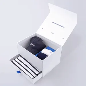 Sudadera con capucha elegante de lujo personalizada, ropa negra, ropa, caja de embalaje plegable de cartón de papel rígido magnético para ropa