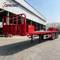 Semi-remorque à plateau en acier WABCO, 3 essieux, pneus triangulaires, capacité de 80 tonnes, pour le transport minier en Amérique du Sud