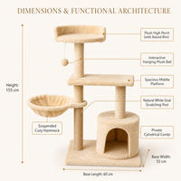 Arbre à chat compact en gros avec poteaux à gratter en corde de sisal, niche ronde pour chat, panier en peluche et plateformes d'escalade OEM