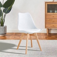 Chaise de salle à manger populaire en bois de tulipe avec assise en plastique pour la maison, le bureau, l'entrepôt, le parc et l'école, dotée d'un design rafraîchissant
