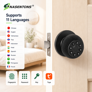 Tuya Kunci Kenop Pintu Sidik Jari Cerdas Kata Sandi Kunci Elektronik Tanpa Kunci Biometrik untuk Rumah Kamar Tidur Kantor Apartemen Hotel - Product Image 1