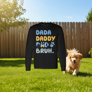 Dada Daddy Dad Fathers Day Blue Dog Camiseta de manga larga para hombre adulto con cuello redondo y estampado digital - Product Image 3