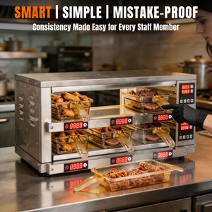Évitez la viande trop cuite dans les restaurants de burgers : Armoire chauffante pour galettes de viande avec contrôle indépendant de la chaleur supérieure et inférieure - Product Image 1