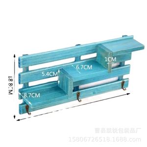 Wooden <b>Wall</b> Mounted Storage <b>Rack</b> With <b>Hooks</b> For Keys And Decorations Rectangle Shape Single Layer Design - Product Image 4