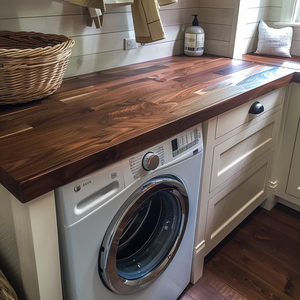 Encimeras de <span class=keywords><strong>nogal</strong></span> sudamericano sólidas hechas a medida para lavadora y secadora, tapas de tocador y mesas, pedido hecho a mano - Product Image 5