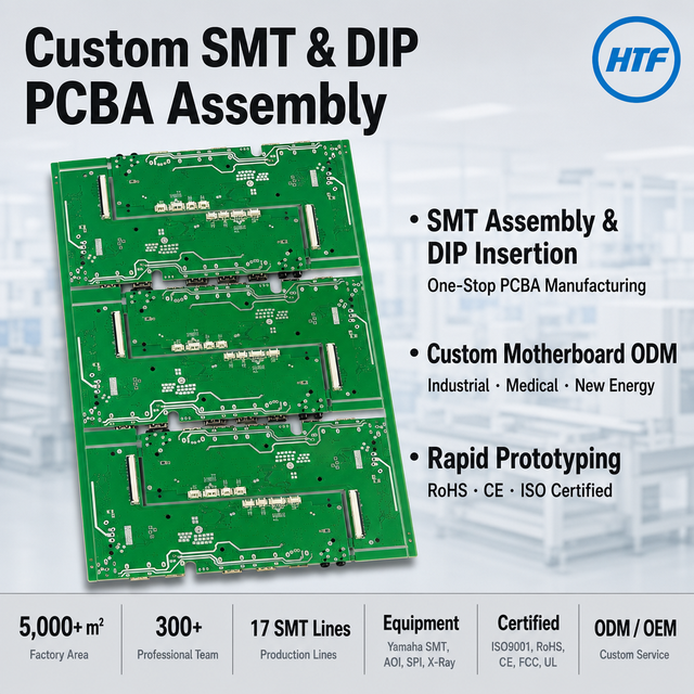 Multilayer FR-4 PCB Manufacturing & PCBA Assembly Service-One-stop 12-Layer Printed Circuit Boards with ENIG Surface Finishing
