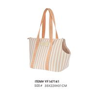 Sac de transport rayé pour animaux de compagnie, sac fourre-tout portable et respirant pour chat et chien, avec coussin amovible