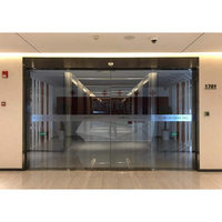 Système de porte coulissante automatique - Porte double vitrage d'entrée principale pour hôtel et centre commercial, kit d'opérateur de porte d'entrée commerciale