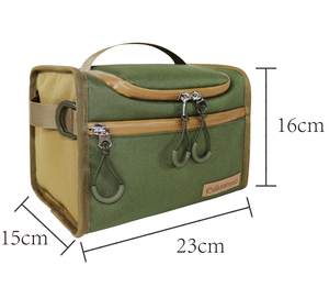 Camping Insulated Cooler Bag Canvas Shoulder Bag Zipper Closure Outdoor Activities Casual Green Beige - Product Image 2