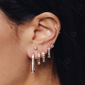 Ensemble de boucles d'oreilles en diamants Gemnel, taille brillant rond, sertissage clos, bijoux fins classiques, pour femmes, mariage, certifié GIC - Product Image 5