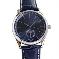 Montre mécanique automatique pour homme GS Factory Master Collection, phase de lune, bracelet en cuir véritable, boîtier en acier inoxydable, fermoir caché