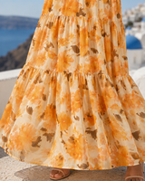 Robe décontractée longue à volants et col halter, motif floral, sur mesure, grande taille, vente en gros