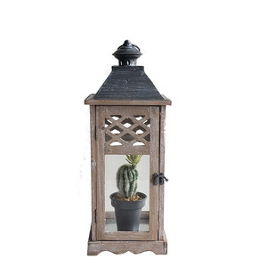 Juego de 3 de madera de alta al aire libre linterna de la vela de boda jardín de madera linterna para la decoración de la <span class=keywords><strong>casa</strong></span> - Product Image 2