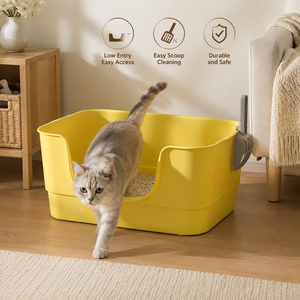 Bac à litière pour <span class=keywords><strong>chat</strong></span> durable, grande capacité, facile à nettoyer, anti-éclaboussures, anti-odeurs, extra-large, semi-fermé, en plastique, pour animaux de compagnie - Product Image 2