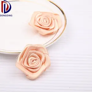 Wholesale different diameter of satin rose ,artificial handmade rose flower ribbon bow for apparel/hair decoration