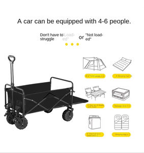Chariot pliable en acier carbone à quatre roues pour <span class=keywords><strong>camping</strong></span> extérieur, capacité 180L, léger, grande taille, pour pique-nique, petite remorque - Product Image 5