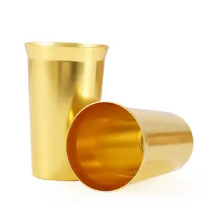 アルミ製飲用カップ500mlゴールドアルミ製ビールカップアルミ合金金属製ウォーターカップ