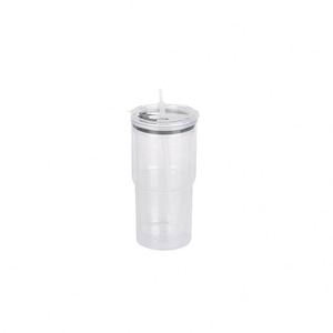 Eco-Conscious 20oz <b>Plastic</b> Double Wall Reusable Tumbler with Straw for Pool Beach Summer Fun - Product Image 1