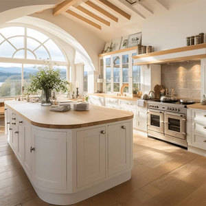 Armoires de cuisine modernes blanches, îlot de cuisine contemporain américain avec poubelle - Product Image 6