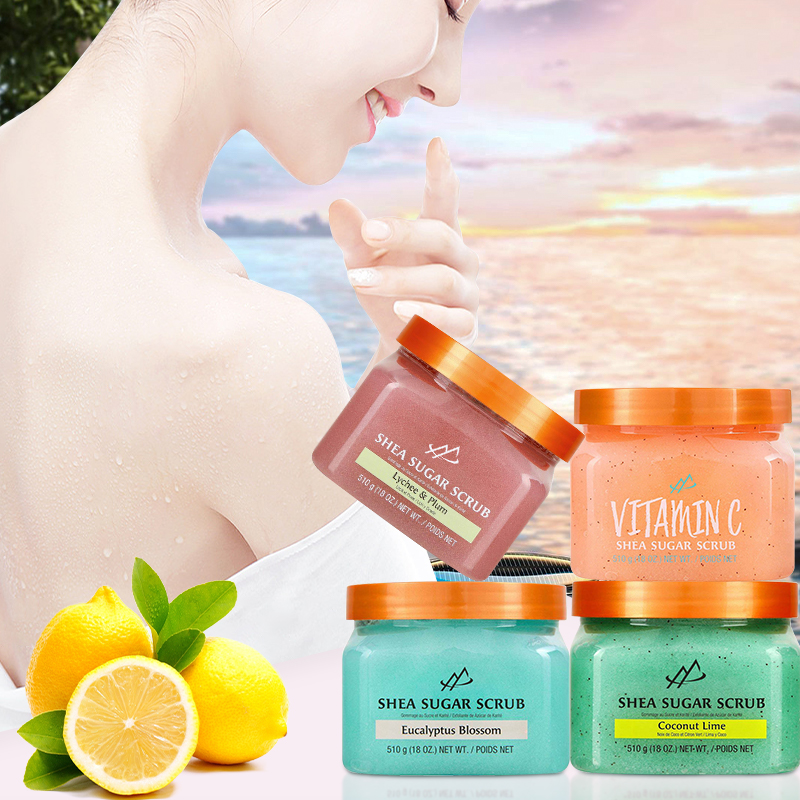 Оптовая продажа, частная торговая марка, натуральный органический Отшелушивающий отбеливающий увлажняющий скраб для взбитых фруктов, набор кофейного сахара, скраб для тела