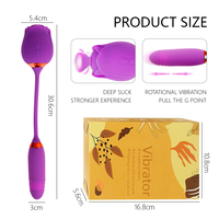 Vibrador con Forma de Rosa y Dildo Telescópico, Estimulador de Punto G, Vibrador de Clítoris, Juguetes Sexuales para Mujer