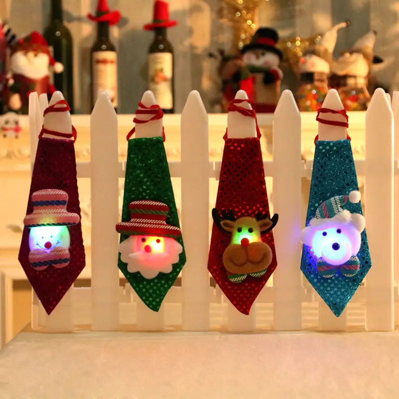 Unique Christmas gifts for kids tie light with elastic santa gift for children men women sequins tie in bulk