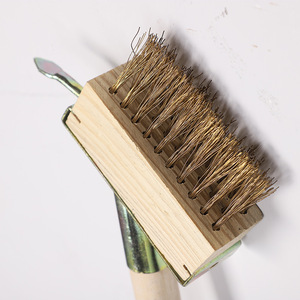 Brosse à fil de cuivre avec manche en bois et poils en acier pointus pour le désherbage, outil de jardinage manuel - Product Image 1