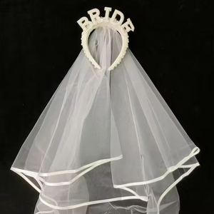 Hstyle <span class=keywords><strong>Bachelorette</strong></span> Party Decors - Bride to Be Pearl Bandeau avec voile pour cadeau de douche nuptiale Bandeau de mariée pour <span class=keywords><strong>Bachelorette</strong></span> - Product Image 4