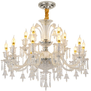 Lustre en cristal de style français, nouveau modè<span class=keywords><strong>le</strong></span> haut de gamme, finition chromée, LED sans scintillement, gradation tricolore pour halls d'hôtel et mariages - Product Image 5