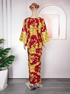 African Traditional Ankara Dresses For Ladies Top And Skirt With Scarf H D Elegant Cotton Women African Clothing OEM Service