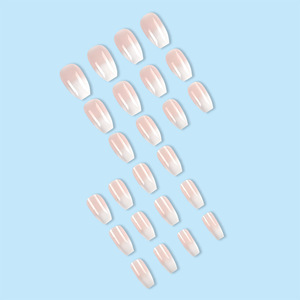 24 Pezzi Unghie Finte Corte Quadrate Sfumate Bianche Stile Ballerina Semplici Unghie Finte Adesive Nude Nail Art Copertura Completa Punte per Manicure - Product Image 4