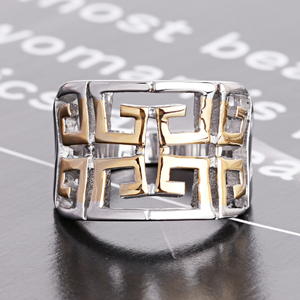 Di modo Dei Monili di Cerimonia Nuziale In Oro <span class=keywords><strong>G</strong></span> Modello di Fascia Anello Hollow Out Greco Chiave Anelli - Product Image 3