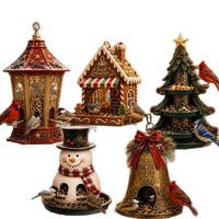 Mangeoire à oiseaux de Noël suspendue, ornement décoratif festif en gros pour jardin extérieur, arbre, fête de Noël, décoration artisanale