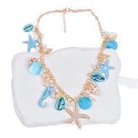 Bohemian Vacation Ocean Series Shell Starfish gargantilla collar perla caballito de mar chica mujeres playa fiesta collar joyería