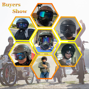 Casque <span class=keywords><strong>Vintage</strong></span> en <span class=keywords><strong>Cuir</strong></span> PU Unique pour Harley avec Lunettes ABS Cruiser Classic 3/4 Half Face Casco Retro Motorcycle Casques - Product Image 5